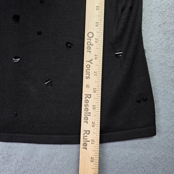 Talbots Sweater Women M Black Beaded Sequin Silk Blend Hollywood Glam Holiday - Picture 9 of 11